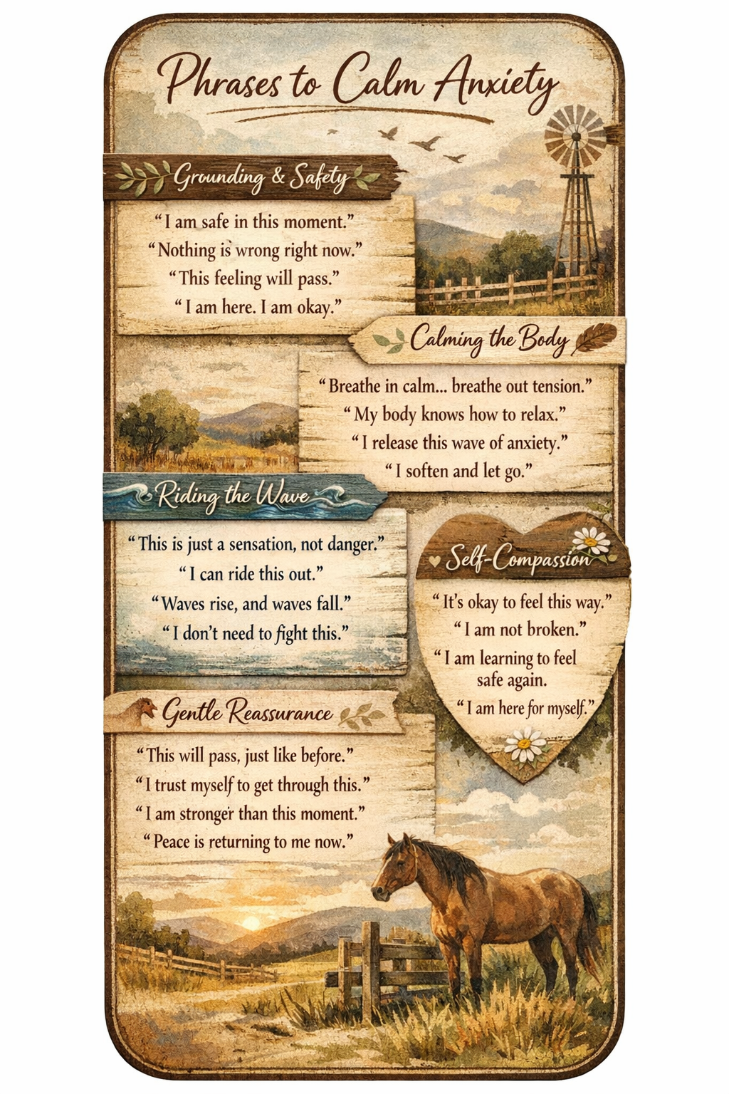Phrases To Calm Anxiety- Affirmations Poster