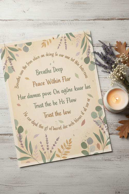 Printable affirmations poster for calming anxiety - Nature's Touch